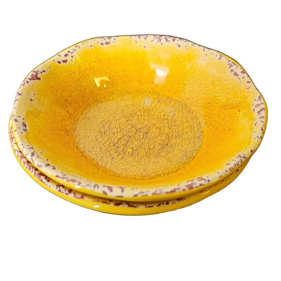 Pier 1 Carmelo Melamine Salad 2Bowls &amp; Plate rustic crackle unbreakable dish - Picture 2 of 16